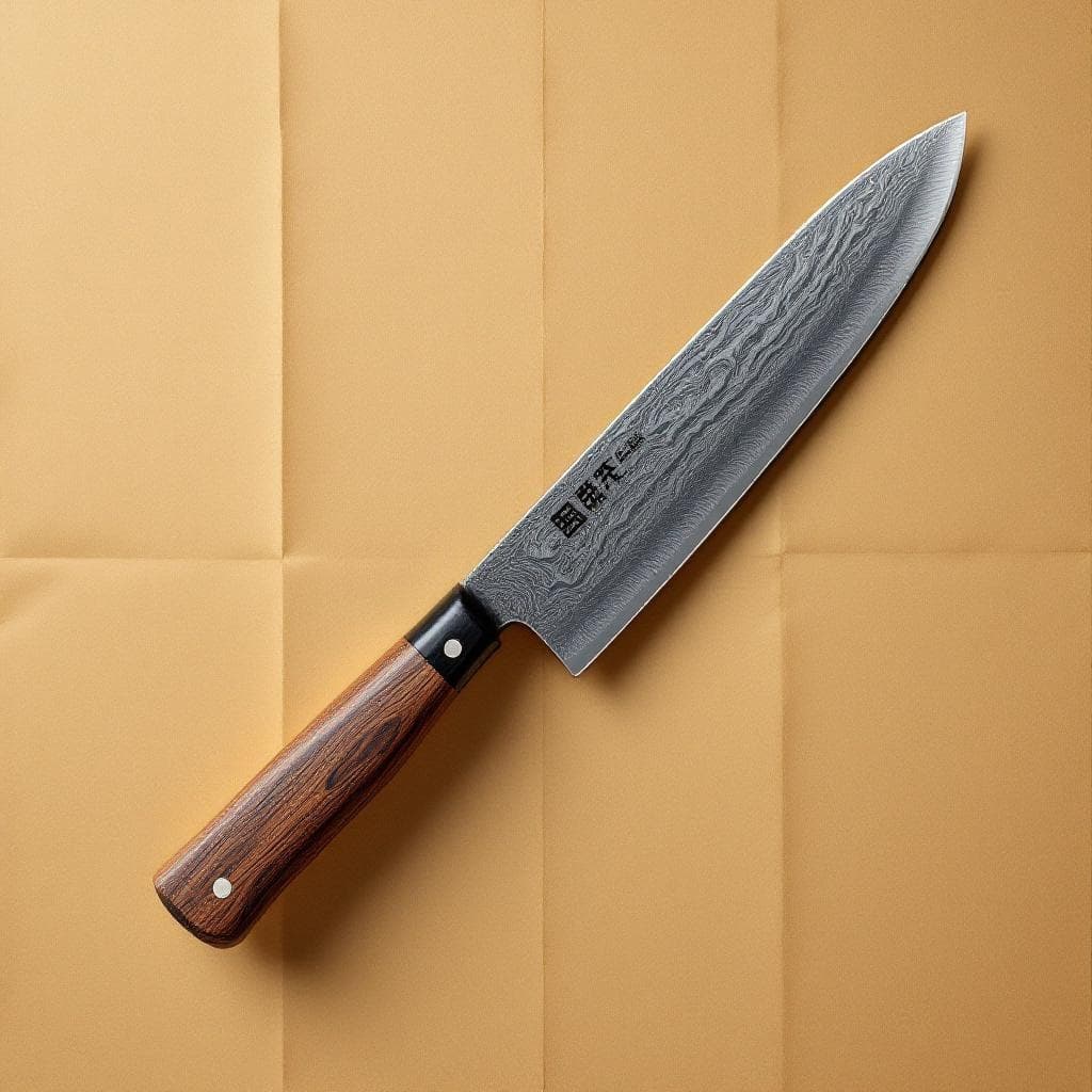 Couteau Santoku Damas 17cm + étui hinoki